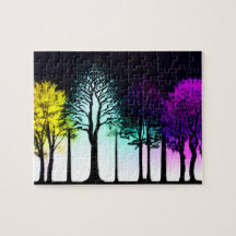 Pastel Silhouette Träd under Mörk Himlar