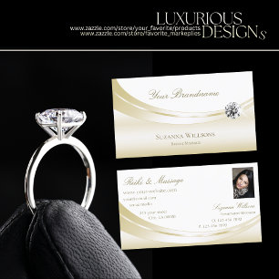 Pastel Silke Guld White med Photo och Luxe Diamond Visitkort