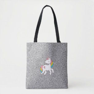 Pastel Silver Glitter Unicorn Tygkasse