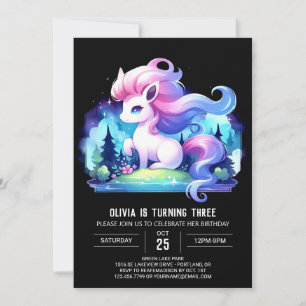 Pastel Simple Horse Birthday Inbjudningar