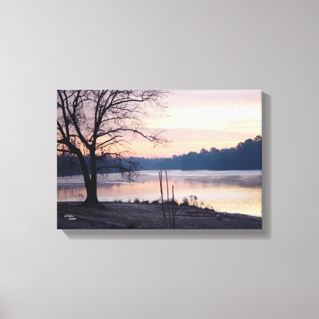 Pastel sjö soluppgång Stretched Kanvastryck (Framsida)