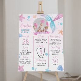Pastel Sjöjungfru 1:a födelsedagstenssignatur Poster