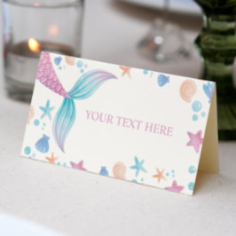 Pastel Sjöjungfru Girl Birthday Place Card Placeringskort