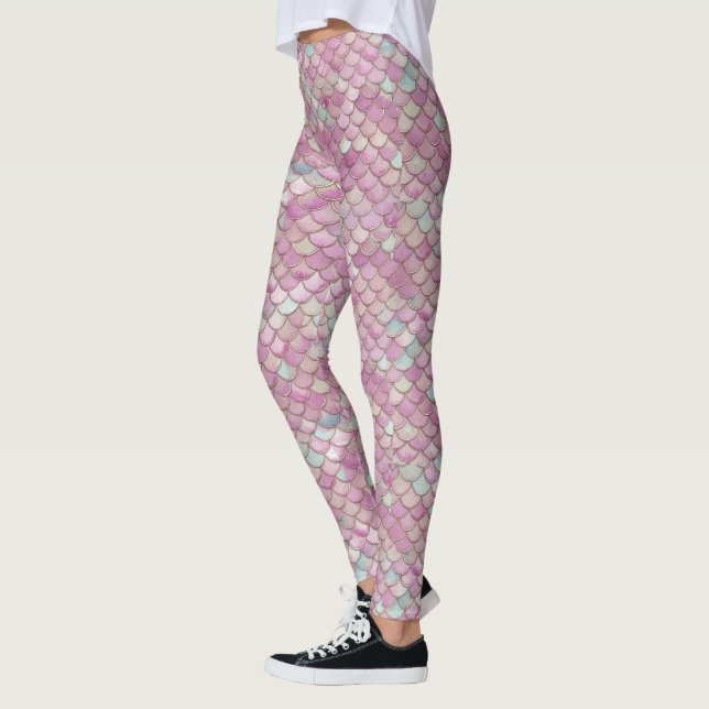 Pastel Sjöjungfru mönster mjuka regnbågsbalkar av  Leggings (Vänster)
