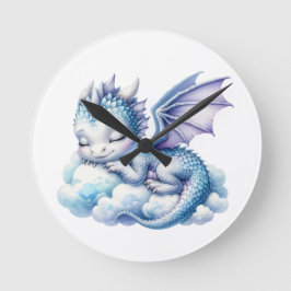Pastel Sleeping Dragon Rund Klocka