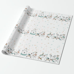 Pastel Snöflingor Cute Juldjur Presentpapper