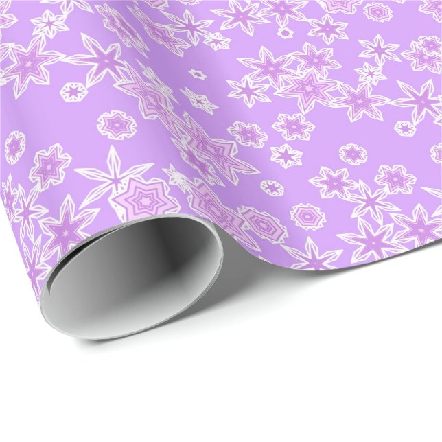 Pastel snöflingor mot orchid presentpapper (Rullad Hörn)