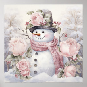 Pastel Snögubbe Poster