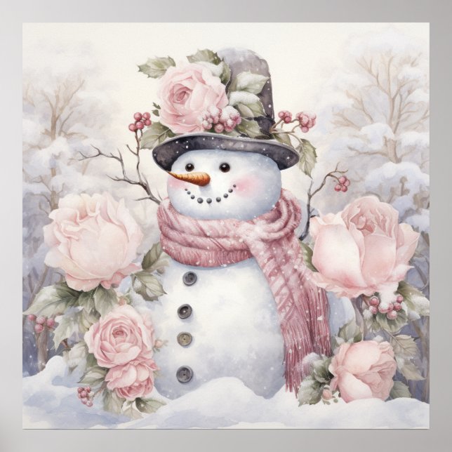 Pastel Snögubbe Poster (Framsidan)