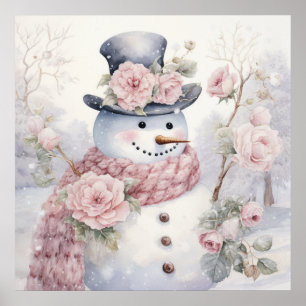 Pastel Snögubbe Poster