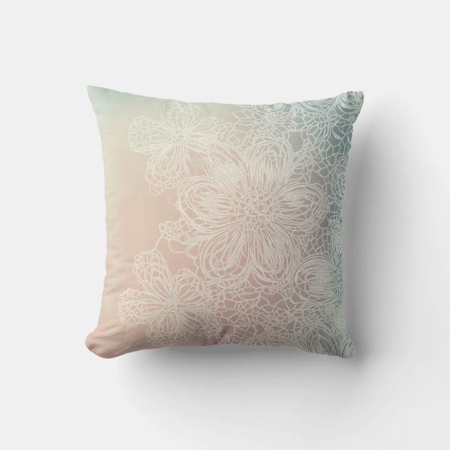 Pastel Snöre Blommigt Pillow Kudde (Framsida)