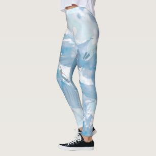 Pastel Soft Blue Jacaranda Träd Flowers Blommar Leggings