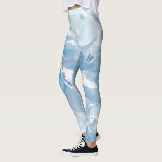 Pastel Soft Blue Jacaranda Träd Flowers Blommar Leggings (Vänster)
