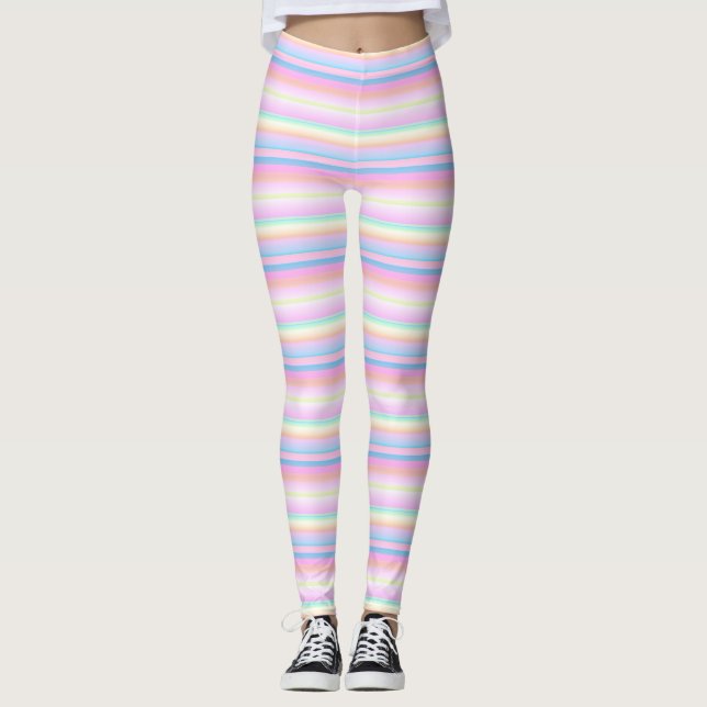 Pastel soft färg kreativ stripe Leggings (Framsida)