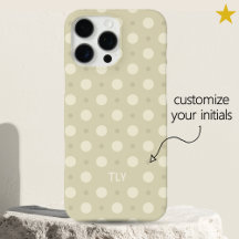 Pastel Soft Gray Dots Pattern Custom Name Initials