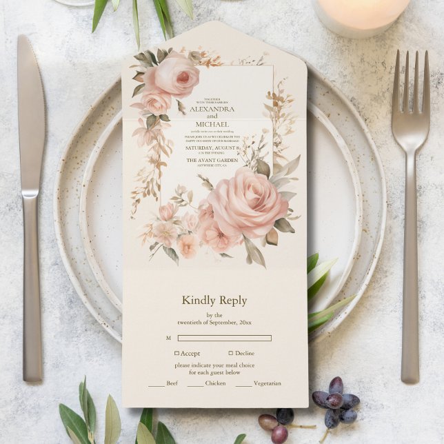 Pastel Soft  Peach Blommigt Bröllop (Skapare uppladdad)