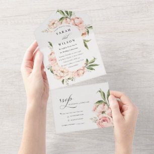 Pastel Soft Peach Peony Blommigt Bröllop
