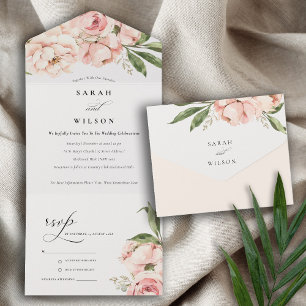 Pastel Soft Peach Peony Blommigt Bröllop