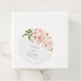 Pastel Soft Peach Peony Blommigt Wedor Favor Gåvor Etiketter