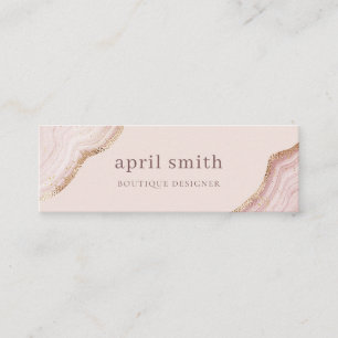 Pastel Soft Ro Guld Agate Marble Struktur Mini Visitkort