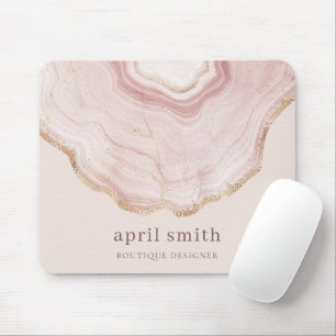 Pastel Soft  Ro Guld Agate Marble Struktur Musmatta
