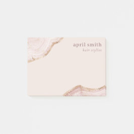 Pastel Soft Ro Guld Agate Marble Struktur Post-it Block