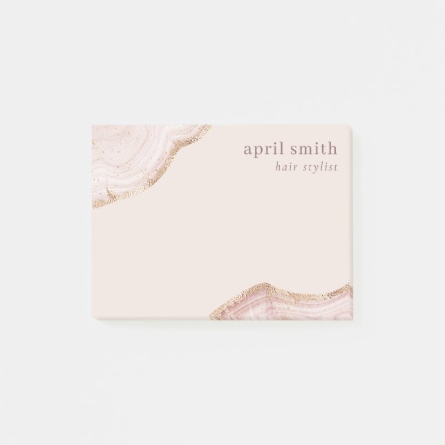 Pastel Soft  Ro Guld Agate Marble Struktur Post-it Block (Framsida)