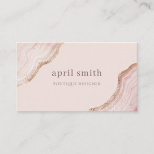 Pastel Soft Ro Guld Agate Marble Struktur Visitkort
