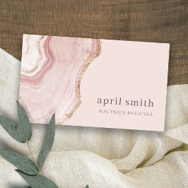 Pastel Soft Ro Guld Agate Marble Struktur Visitkort