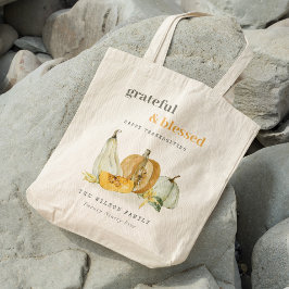 Pastel Soft Watercolor Blommigt Pumpkin-Thanksgivi Tygkasse