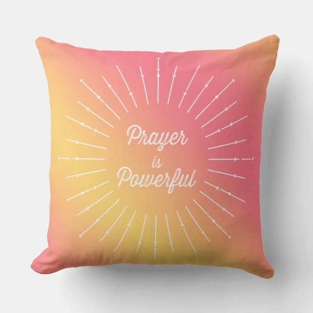 Pastel Sol Ray Prayer är mäktig kristen Kudde (Framsida)