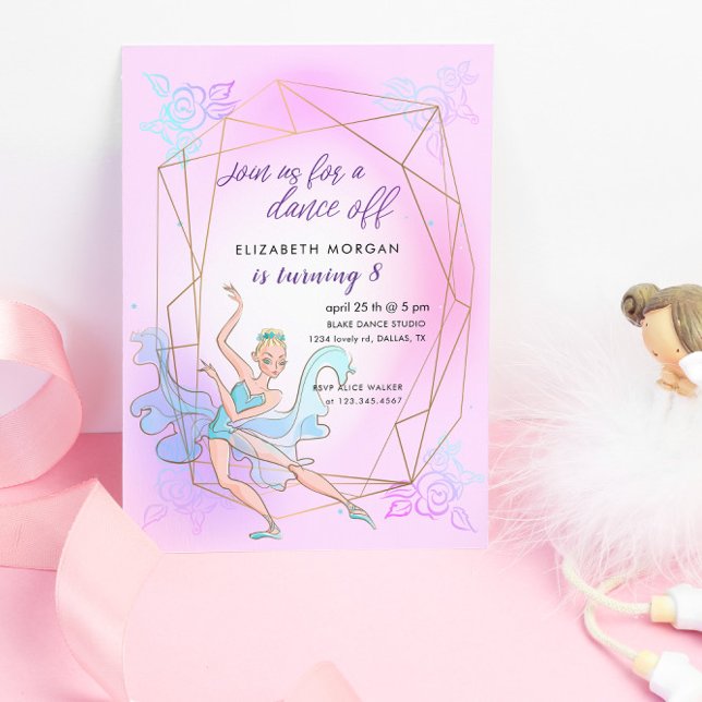 Pastel Söt Ballerina Födelsedagsfest inbjudan (Skapare uppladdad)