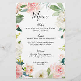 Pastel  Söt Blommigt Botanical Bröllop Menu