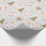 Pastel Söt julklapp Pappra radbyte Presentpapper<br><div class="desc">Den festliga pastelljulpresenten för Söt Helgdag som omsluter papper. Röd,  vit,  Mint rosa och pastel färg,  ljusa och lycklig. julgranar fåglar,  hjärtan,  bär,  stjärnor.</div>