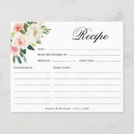 Pastel Söt Rosa Botaniskt receptkort