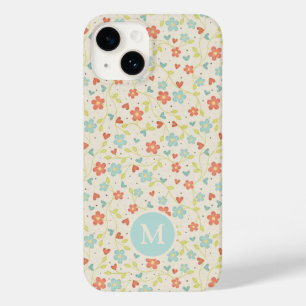 Pastel Söt Vår Blommönster Monogram