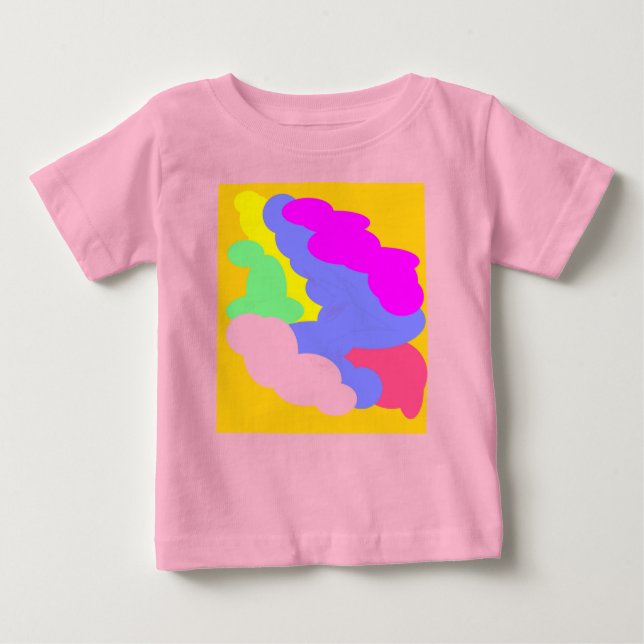 Pastel Söta färgad puff former blå rosa gult T Shirt (Framsida)