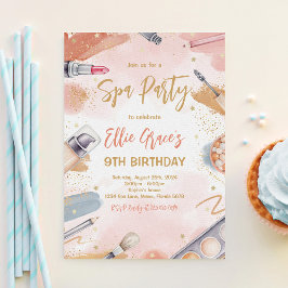 Pastel Spa Party Birthday Inbjudningar