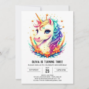 Pastel Sparkling Unicorn Birthday Inbjudningar