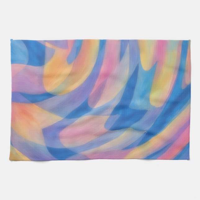 Pastel Spills Artsy Abstract Kitchen Towel Kökshandduk (Horisontell)