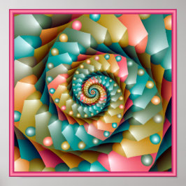 Pastel Spiral Fractal Design Poster