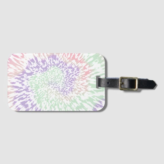 Pastel Spiral Shibori Blommigt Tie Dye Hippie Retr Bagagebricka (Framsida horisontal)