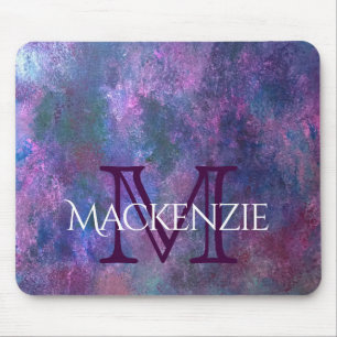 Pastel Splatter   Rosa Lila Blue Grönt Monogram Musmatta
