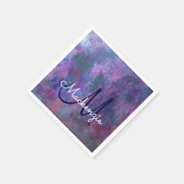 Pastel Splatter | Rosa Lila Blue Grönt Monogram Pappersservett