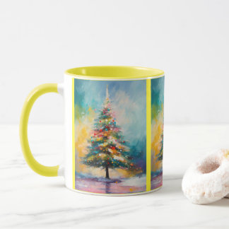 Pastel Splattered Abstrakt Julgran Mugg
