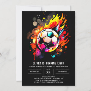 Pastel Sports Watercolor Soccer Birthday Inbjudningar