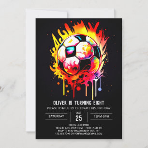 Pastel Sports Watercolor Soccer Birthday Inbjudningar