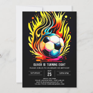 Pastel Sports Watercolor Soccer Birthday Inbjudningar