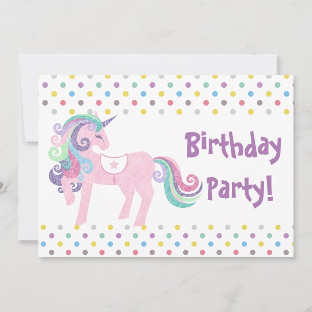 PASTEL SPOT AQUA ROSA FÖDELSEDAGSFEST INBJUDAN (Framsida)