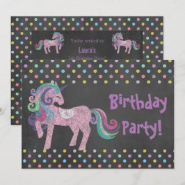 PASTEL SPOT UNICORN FÖDELSEDAGSFEST CHALKBOARD INBJUDNINGAR
